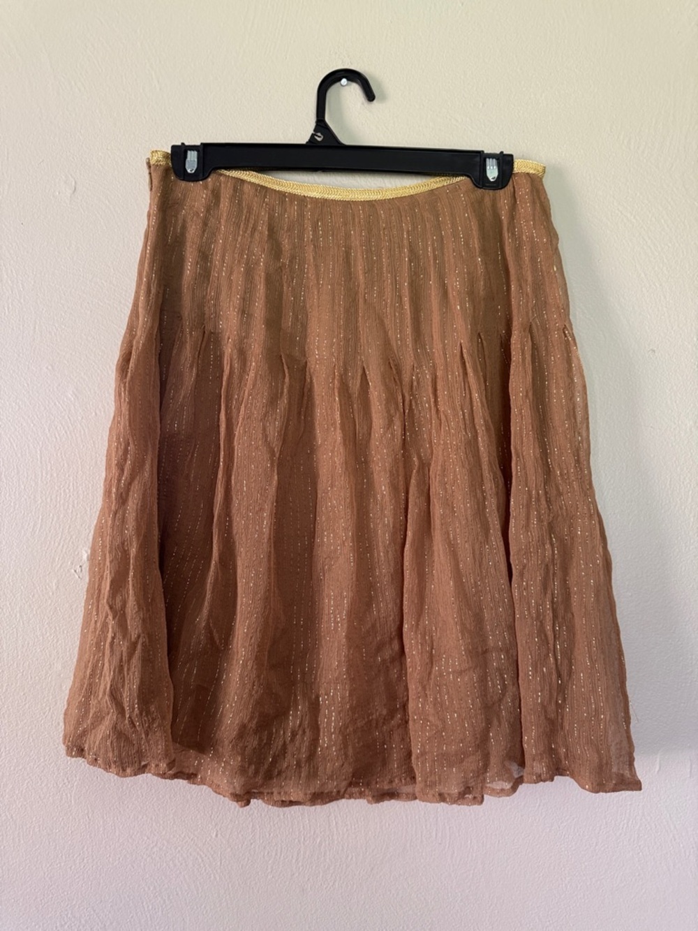 Allison Taylor Bronze-Brown A-Line Skirt with Gold Waist Trim - Picture 5 of 10